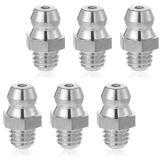 6 Pcs Stainless Steel Straight Grease Fittings M6 X 1mm Thread Hydraulic Zerk Nipples for Machines and Industrial Equipment