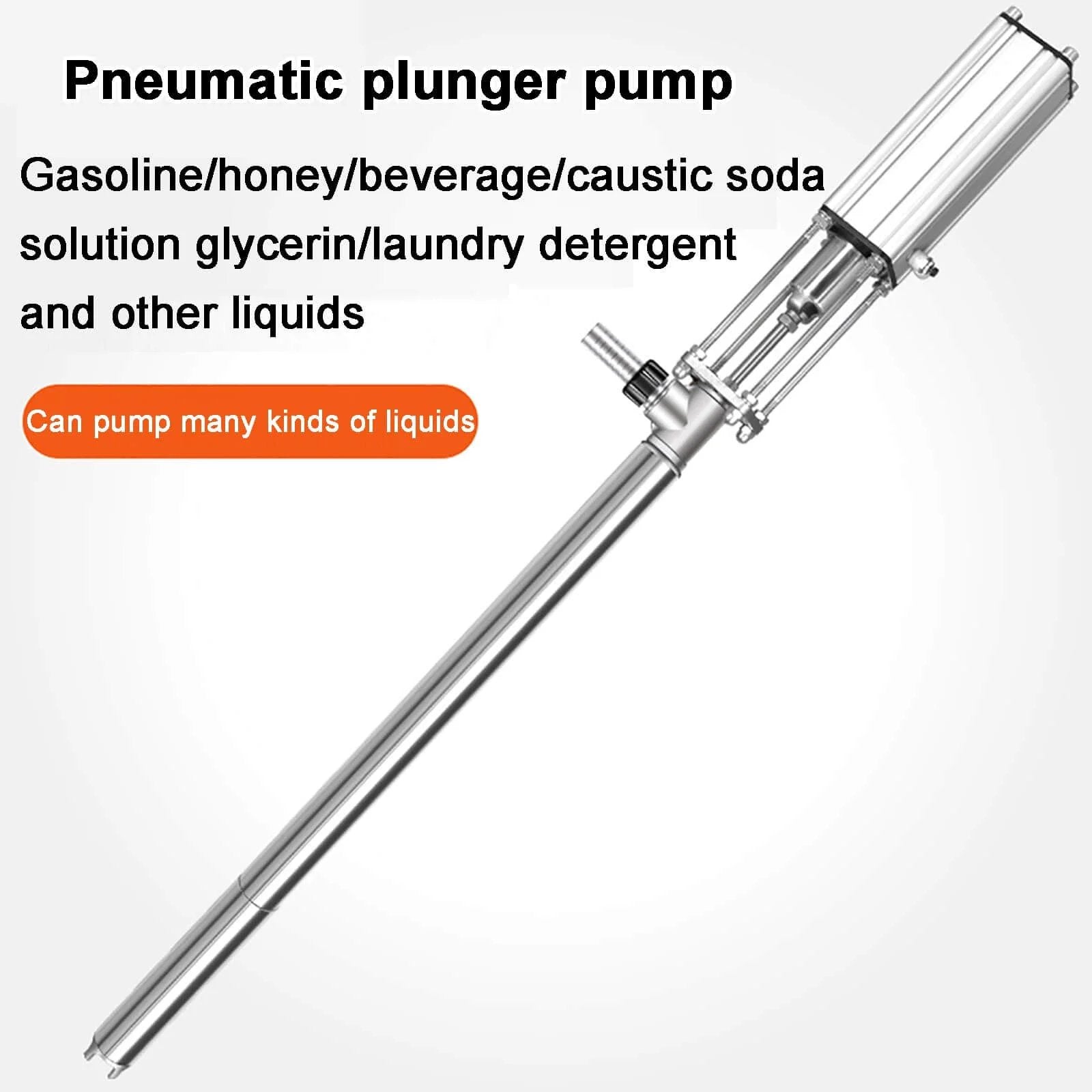 LHQYA 95cm Stainless Steel Pneumatic Chemical Pump for Viscous Liquids, Pneumatic Piston Pump, Flow: 10L/min, Pressure: 0.8Mpa, Outlet: 25/32mm