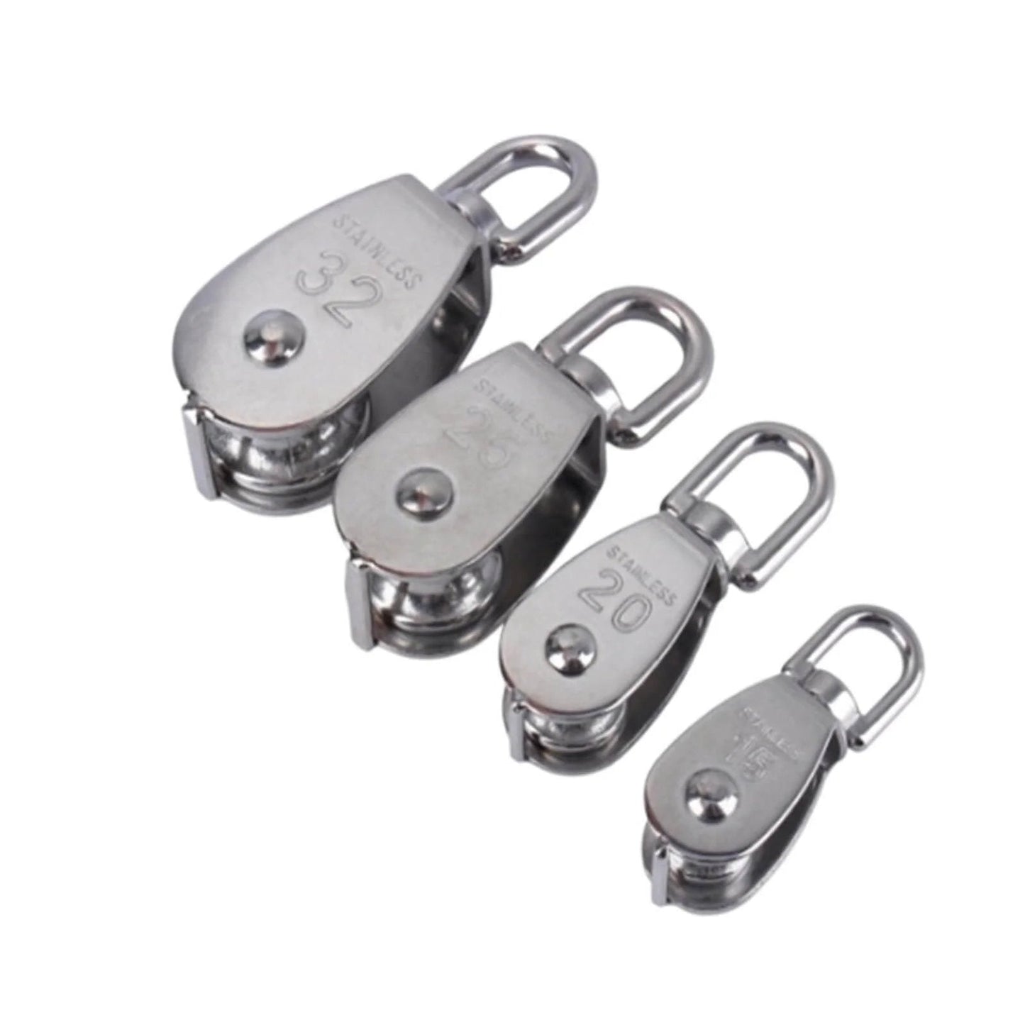 Stainless Steel Pulley M32 Single Wheel Swivel Lifting Rope Pulley Set in various sizes