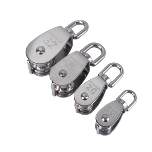 Stainless Steel Pulley M32 Single Wheel Swivel Lifting Rope Pulley Set in various sizes