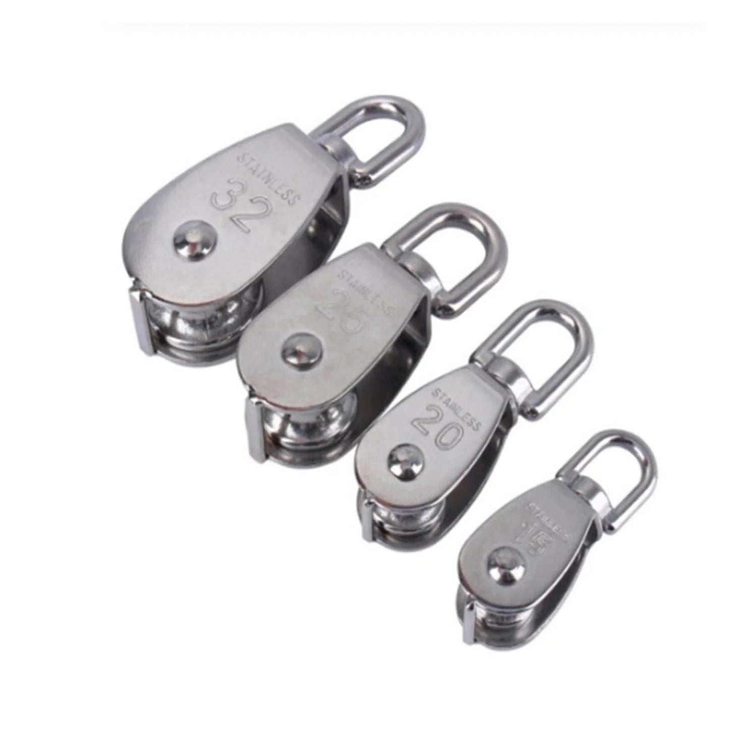 Stainless Steel Pulley M32 Single Wheel Swivel Lifting Rope Pulley Set Lifting Wheel Tools(M32) in various sizes