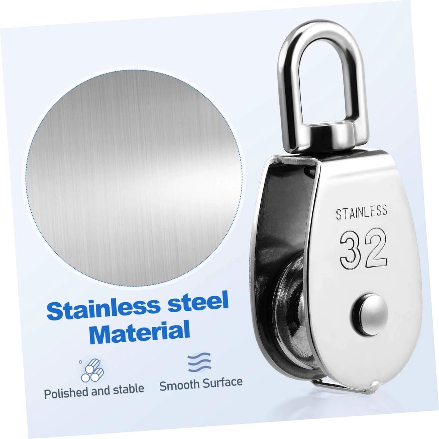 3pcs Stainless Steel Pulley Heavy Duty Single Block Swivel Cable Pulley for Lifting and Rigging Applications with polished finish