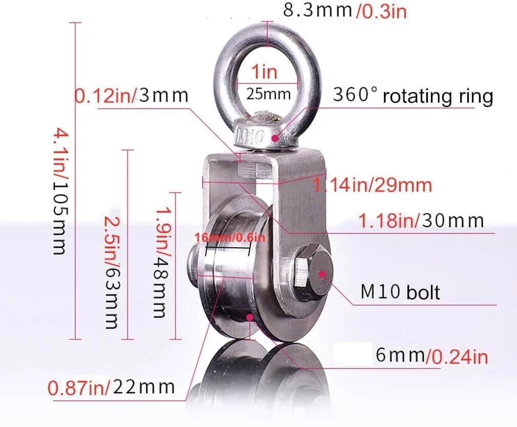Two-pack H-groove stainless steel pulley wheels for sliding doors and rail systems, built from 304 stainless steel with dual bearings.