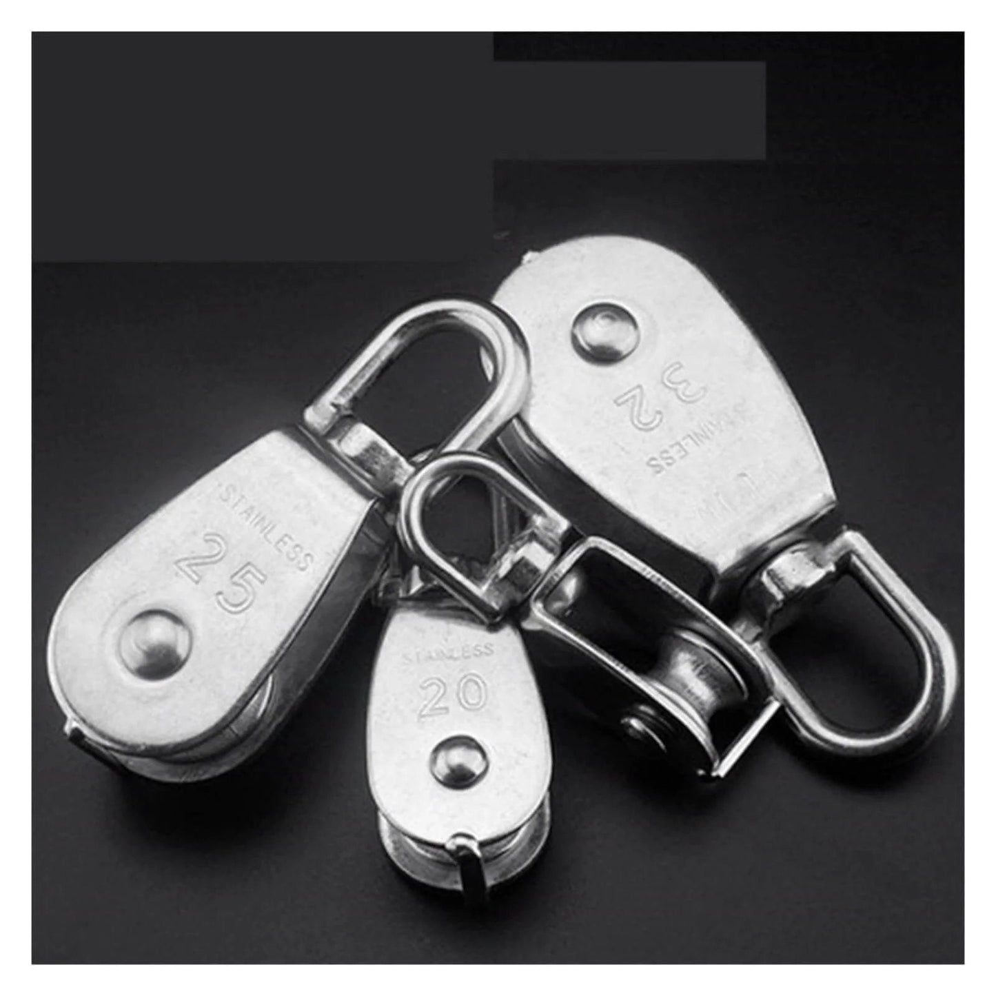 Stainless Steel Pulley M15 Single Wheel Swivel Lifting Rope Pulley Set Lifting Wheel Tools(M15) various sizes