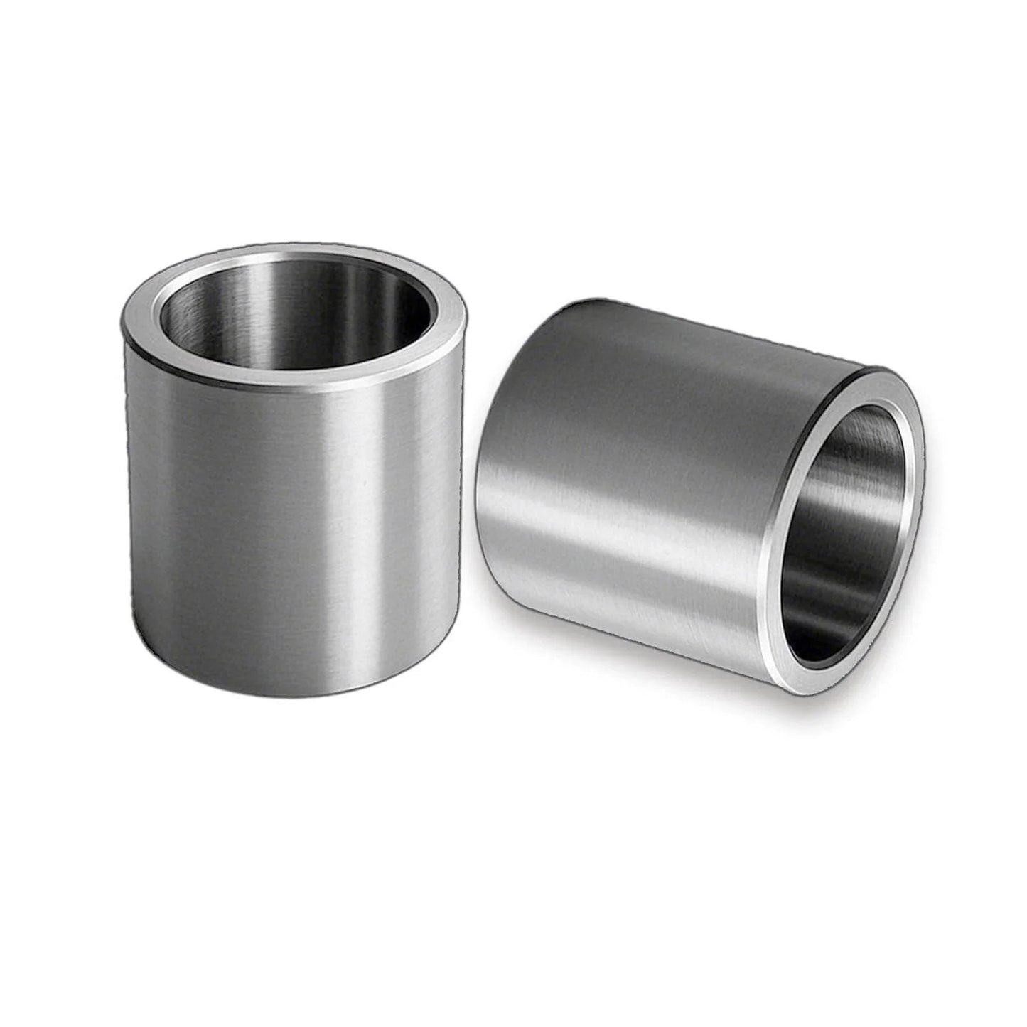 Five Eighth Inch To One Half Inch Stainless Steel Reducer Bushing Set Of Ten Round Metal Spacers for screws and rods, close-up view.