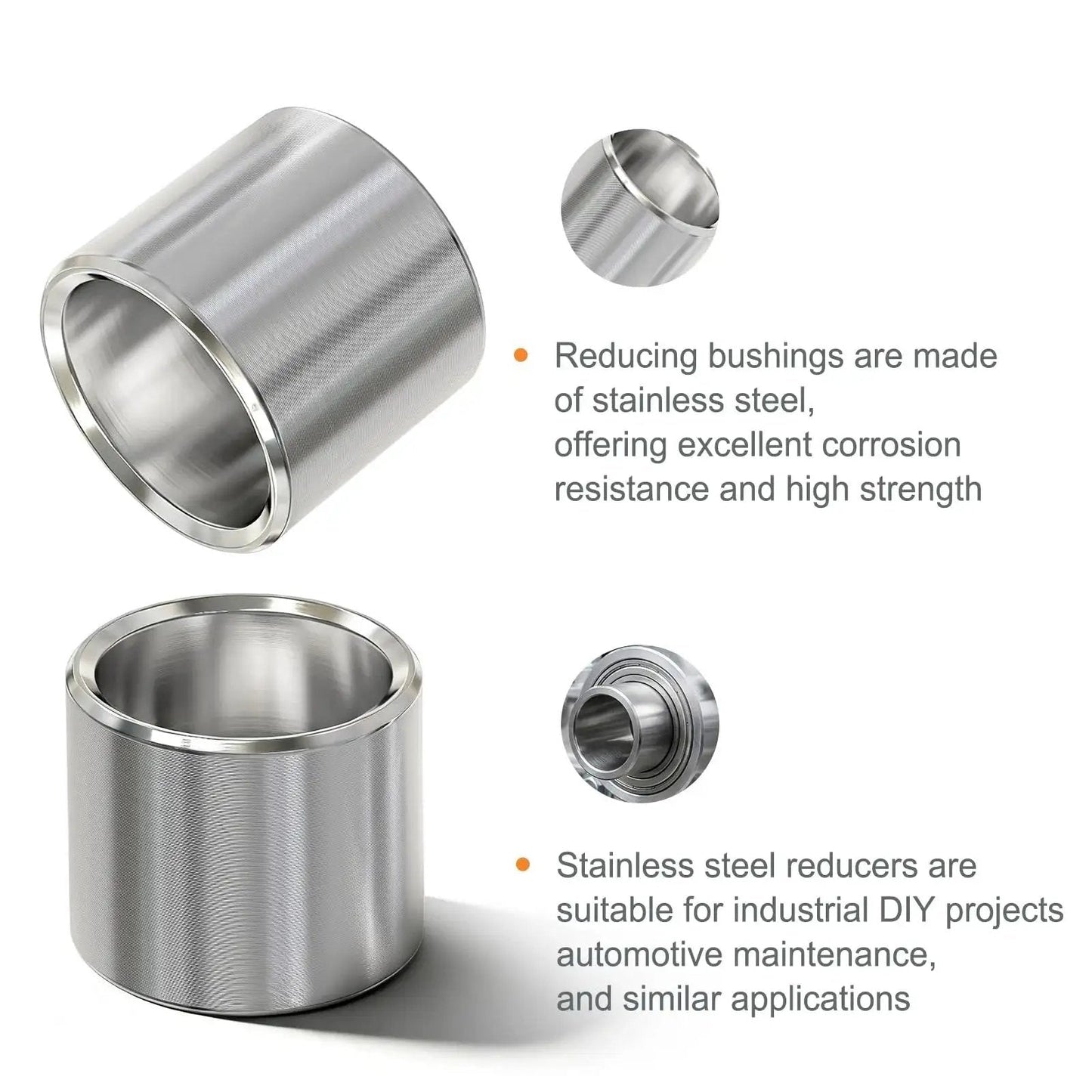 Stainless Steel Reducer Bushing Set For Screws Bolts And Rods 12 Pieces Outer Diameter Three Quarters Inch Inner Diameter Five Eighths Inch
