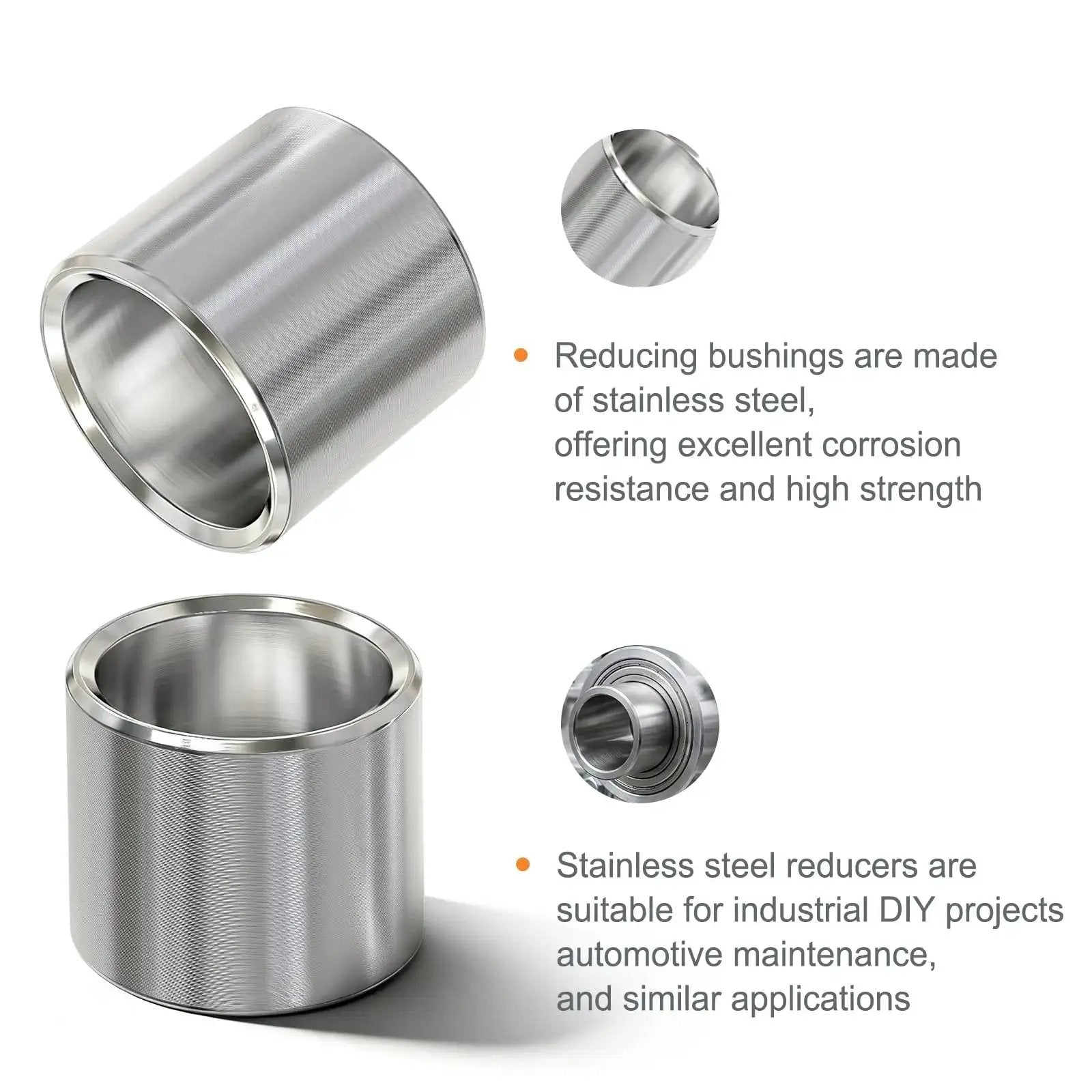 Stainless Steel Reducer Bushing Set For Screws Bolts And Rods 12 Pieces Outer Diameter Three Quarters Inch Inner Diameter Five Eighths Inch