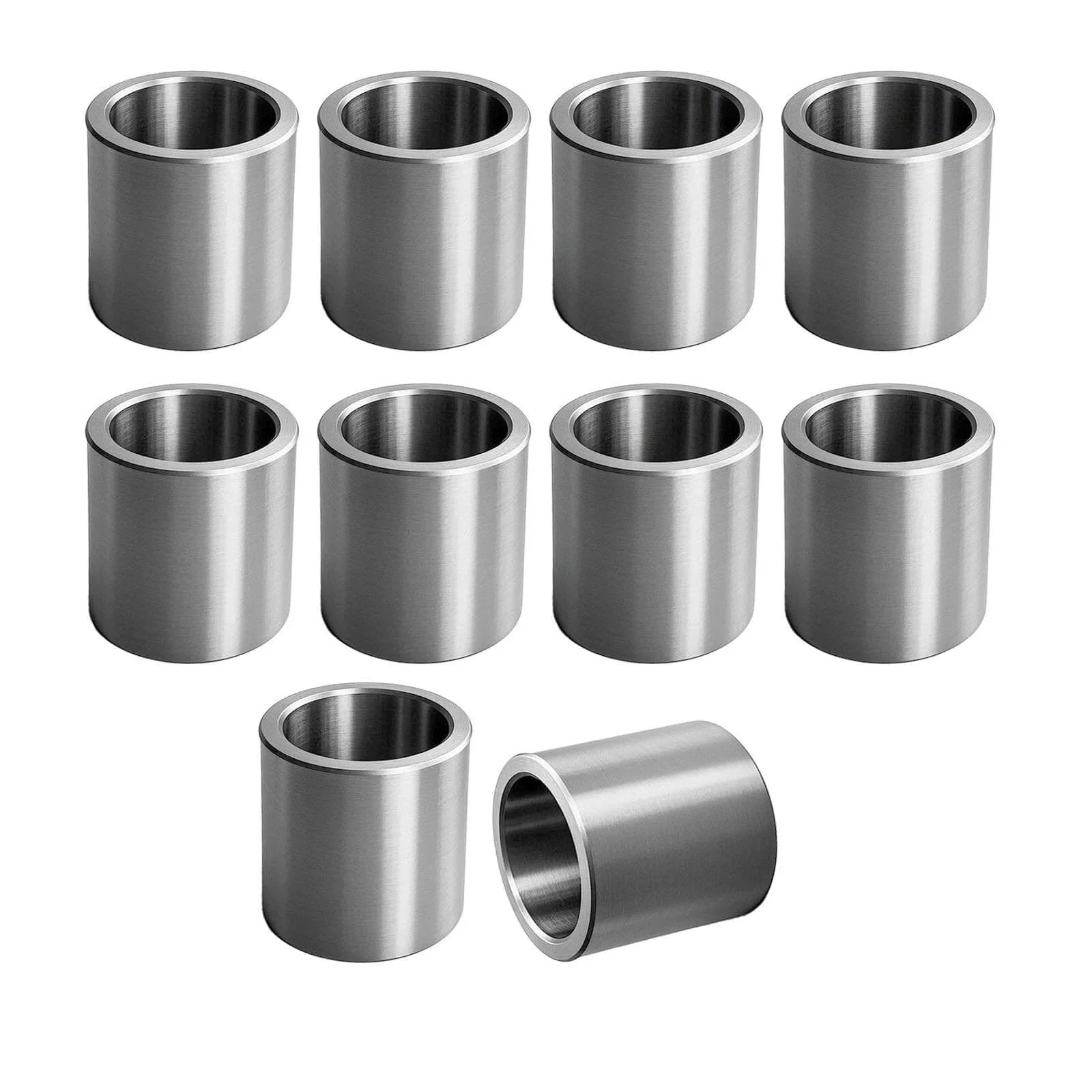 Set of ten Five Eighth Inch To One Half Inch Stainless Steel Reducer Bushing for screws, bolts, and rods in CNC machined precision adapters