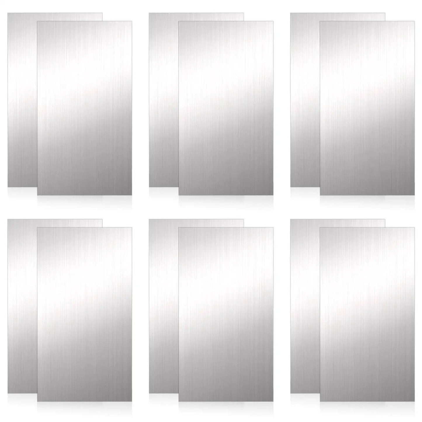 12 Piece Stainless Steel Shim Stock Kit 2.5 x 6 Inch for leveling and spacing, showing six sets of precision metal shims in varied thicknesses