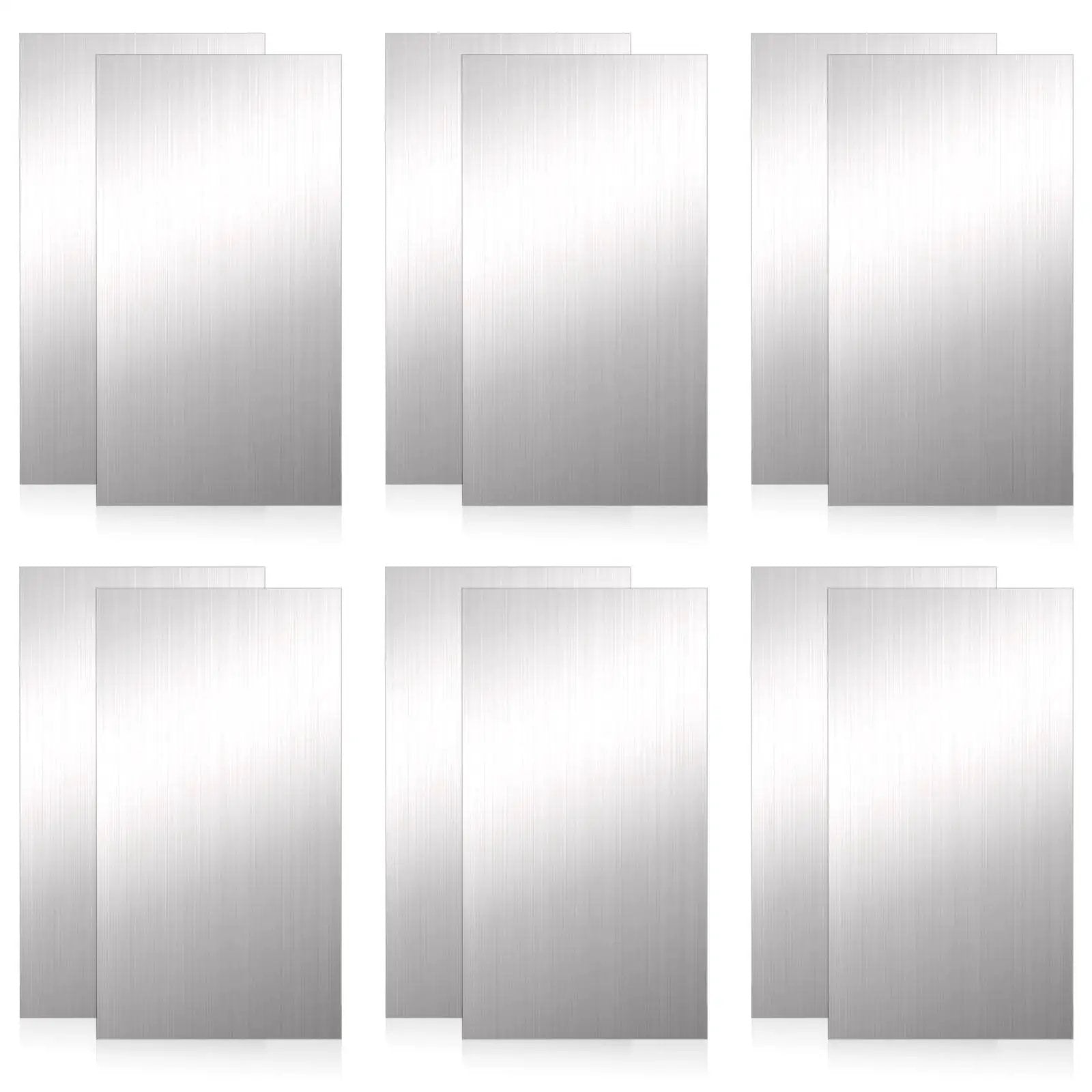 12 Piece Stainless Steel Shim Stock Kit 2.5 x 6 Inch for leveling and spacing, showing six sets of precision metal shims in varied thicknesses