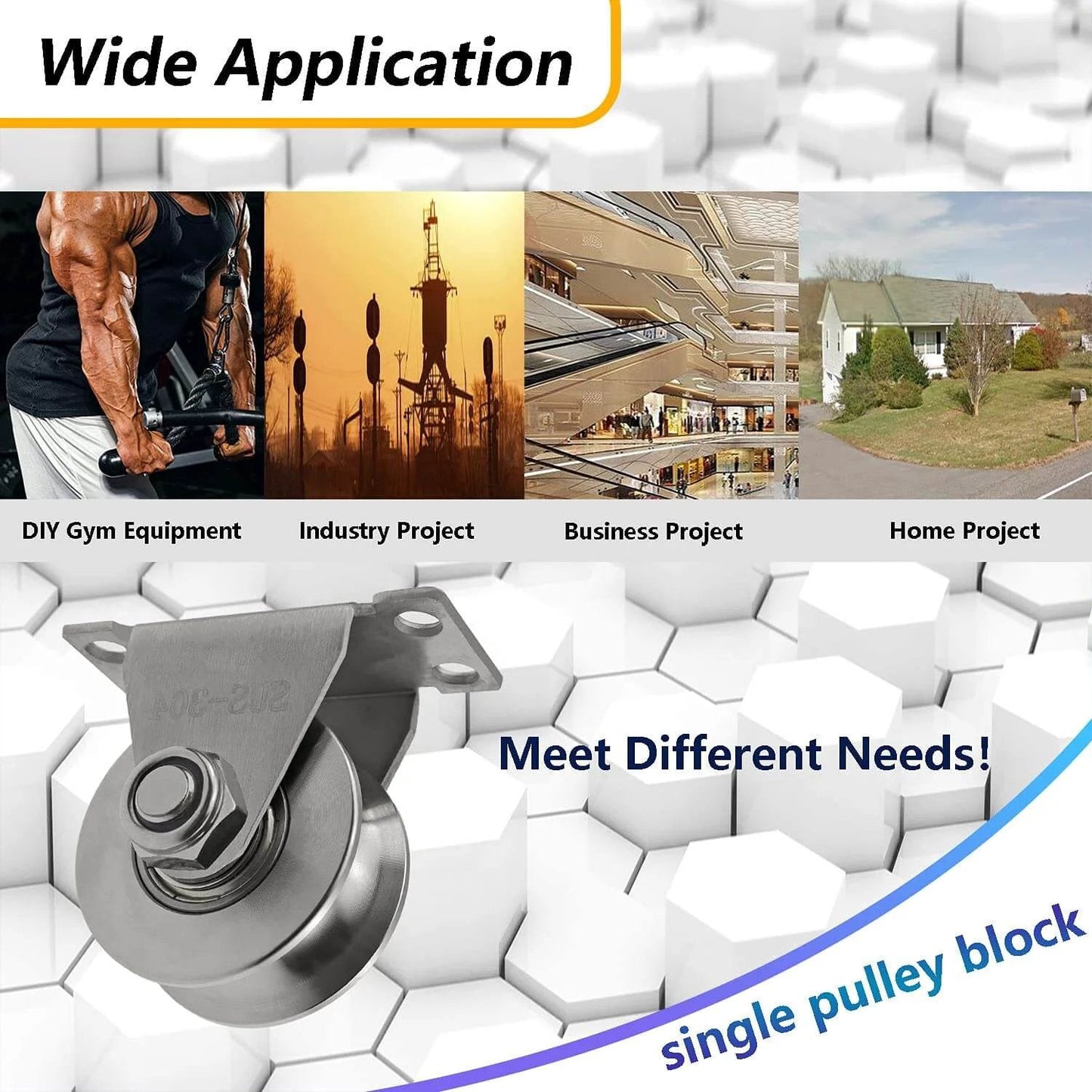 ✝️ Groove Wheel Pulley Stainless Steel Pulley Block Super Silent Single Pulley Block multiple use projects background