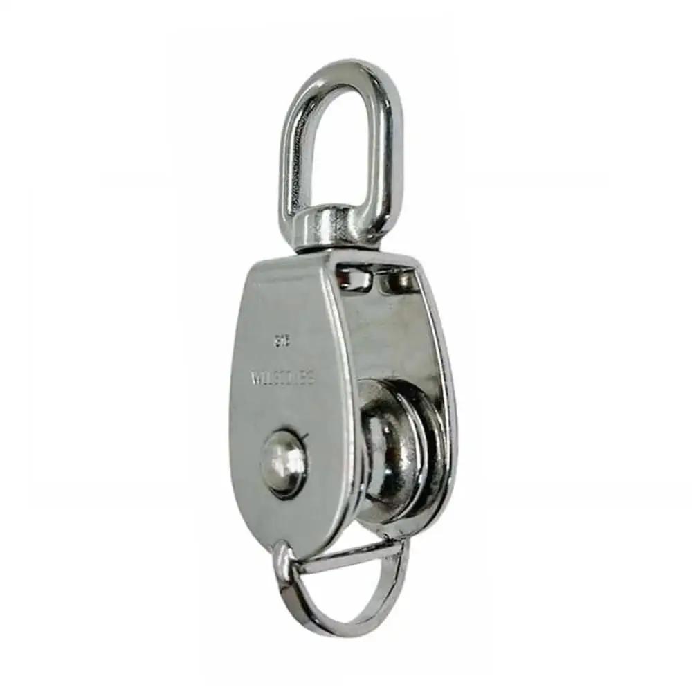 Five Piece 1 Inch Stainless Steel Single Pulley With Swivel Eye For Marine Rigging Lift 316 Stainless Construction