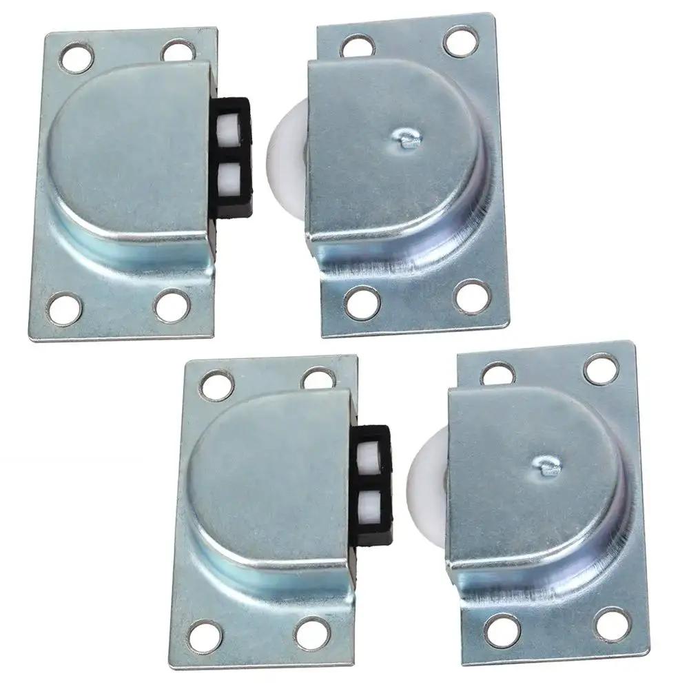 Two Pairs Stainless Steel Furniture Rollers Single Wheel For Closet Cabinet Wardrobe Sliding Doors Pulley Durable Track Hardware