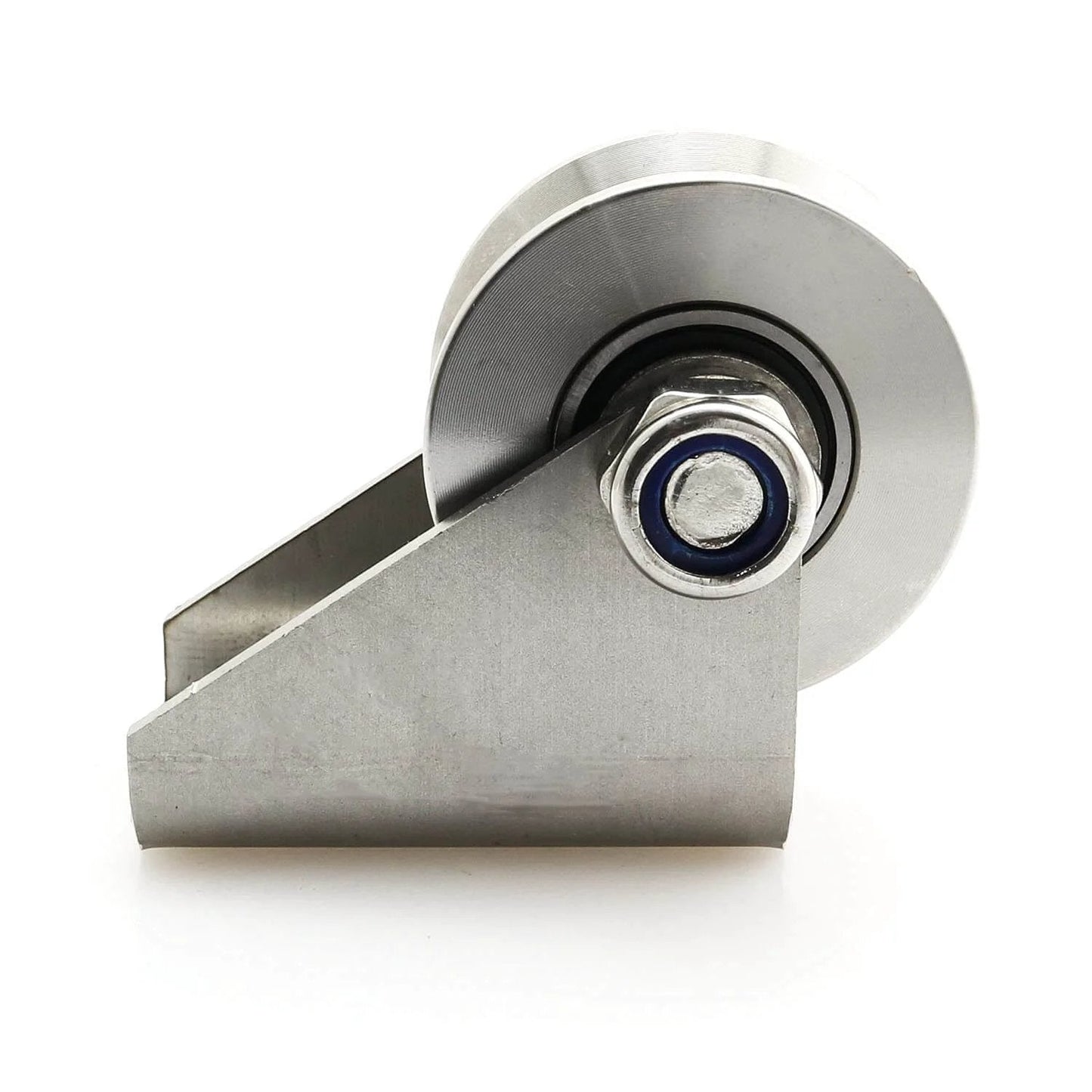 Detachable Oblique Stainless Steel U-Type Groove Sliding Wheel Roller Track Rail Fixed Pulley, Silver Tone front view