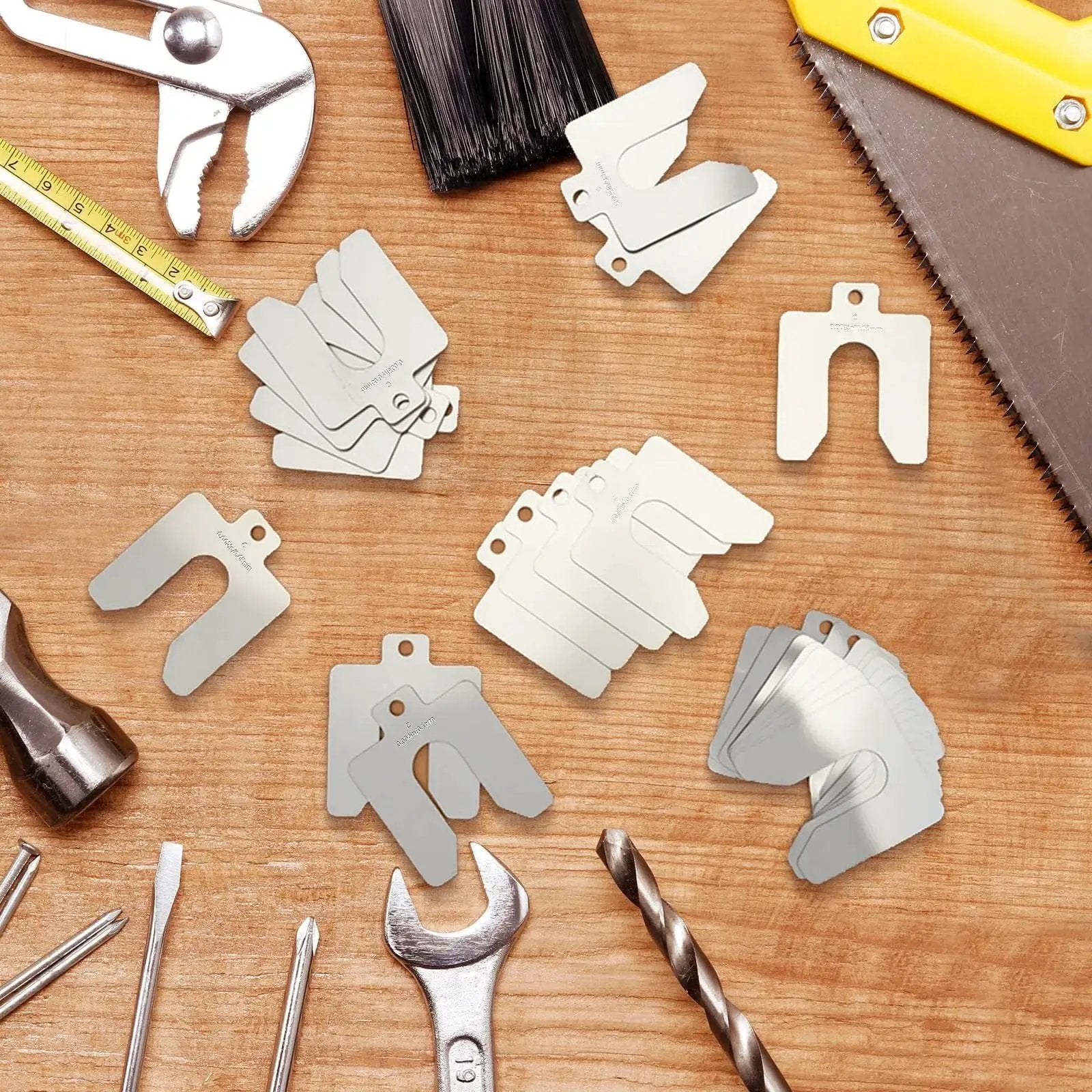 80 Piece Size C Slotted Shims Kit 4 Inch By 4 Inch Stainless Steel Precision Shims For Leveling With Storage Box Includes Eight Thicknesses