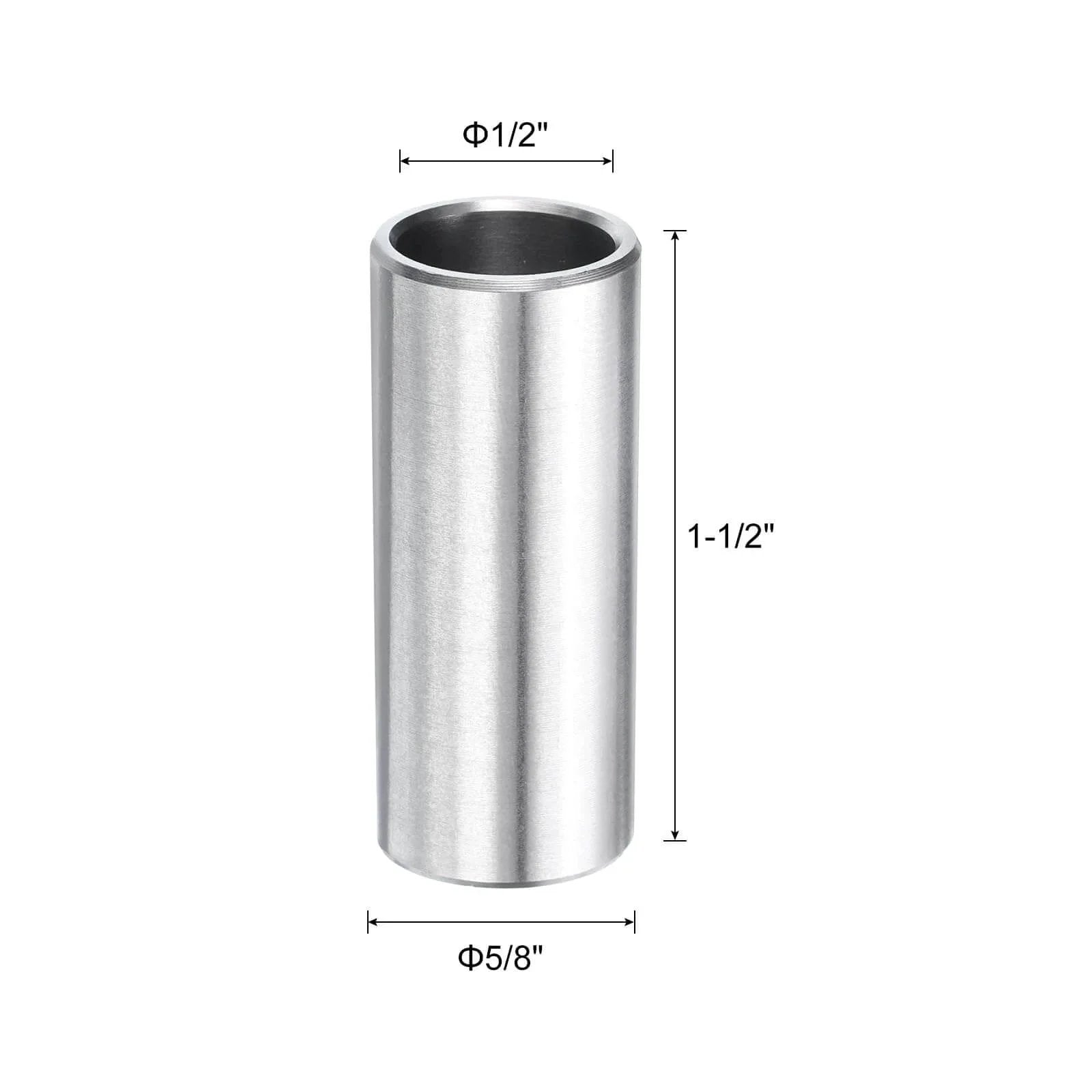 Five Piece Pack Stainless Steel Spacer 1/2 Inch Bore 5/8 Inch Outer Diameter 1-1/2 Inch Length For 1/2 Inch Screws Bolts And Rods