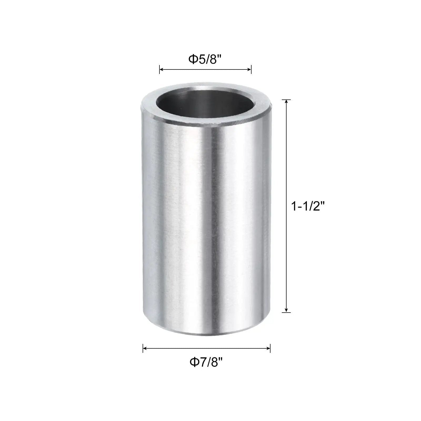 Stainless Steel Spacer 5/8 Bore 7/8 OD 1-1/2 Length, 304 Stainless Round Metal Standoff Bushing Plain Finish For 5/8 Screws Bolts And Rods