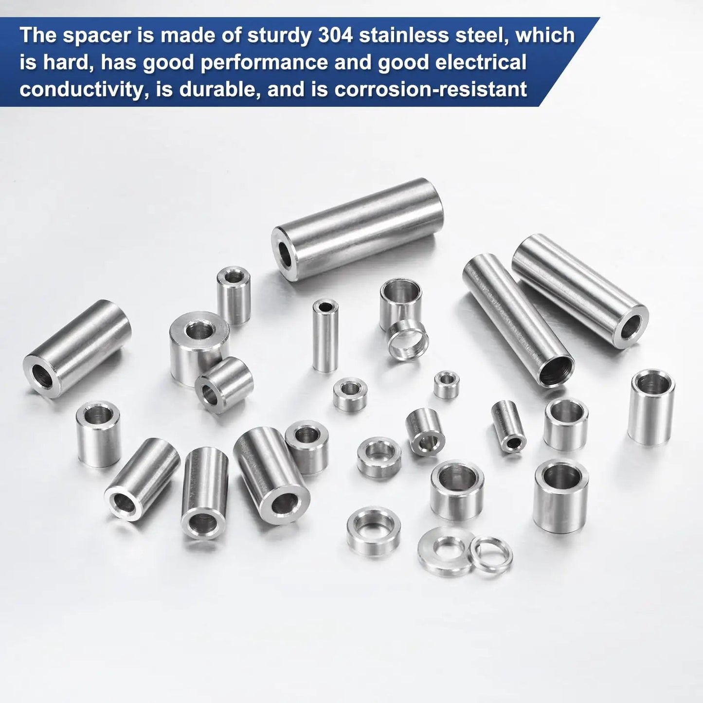 8 Pieces M8 304 Stainless Steel Spacers 8mm ID 10mm OD 22mm Length Round Screw Standoff Bushing Plain Finish