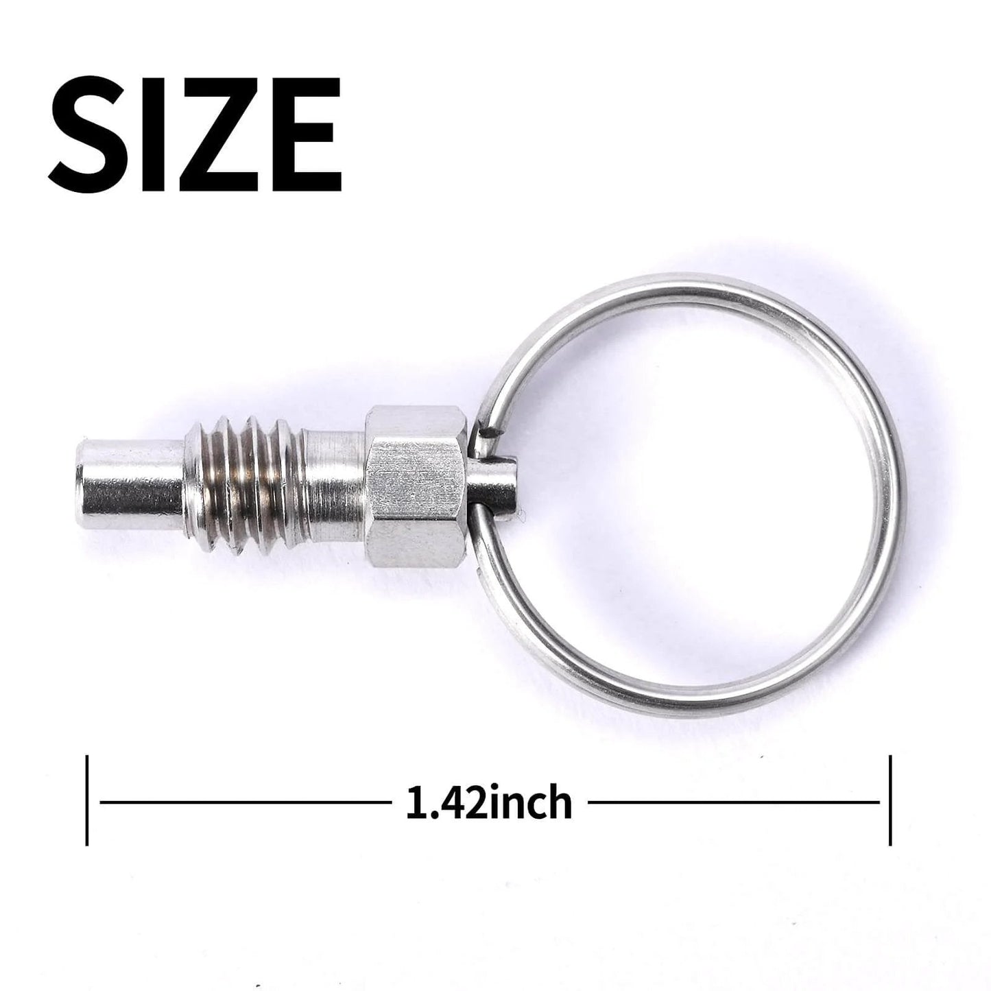2 Pack Stainless Steel Spring Plunger with Pull Ring, 1/4-20 Thread Non-Locking Stubby, 1.42 inch length