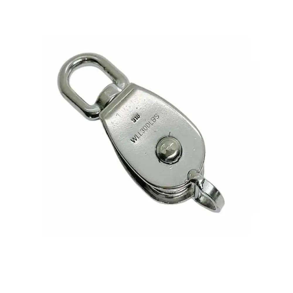 Five Piece 1 Inch Stainless Steel Single Pulley With Swivel Eye For Marine Rigging Lift 316 Stainless Construction Accepts One Quarter Inch Rope