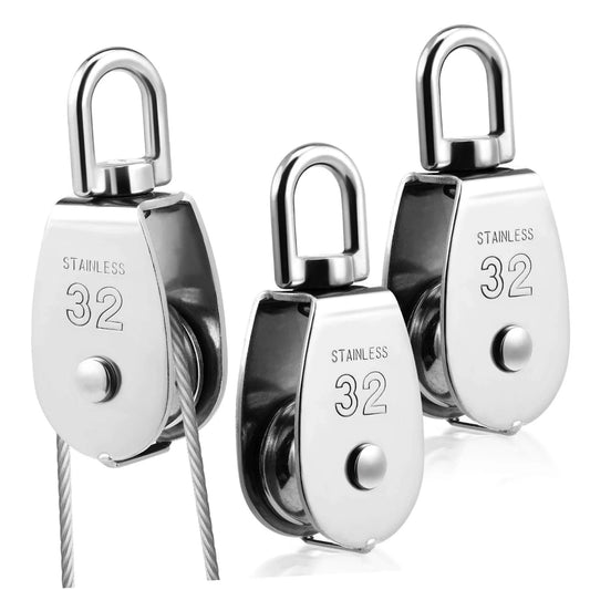 304 Stainless Steel Single Block Pulley 3 Pack Heavy Duty Swivel Pulley for Lifting Rope Pulling and DIY Projects