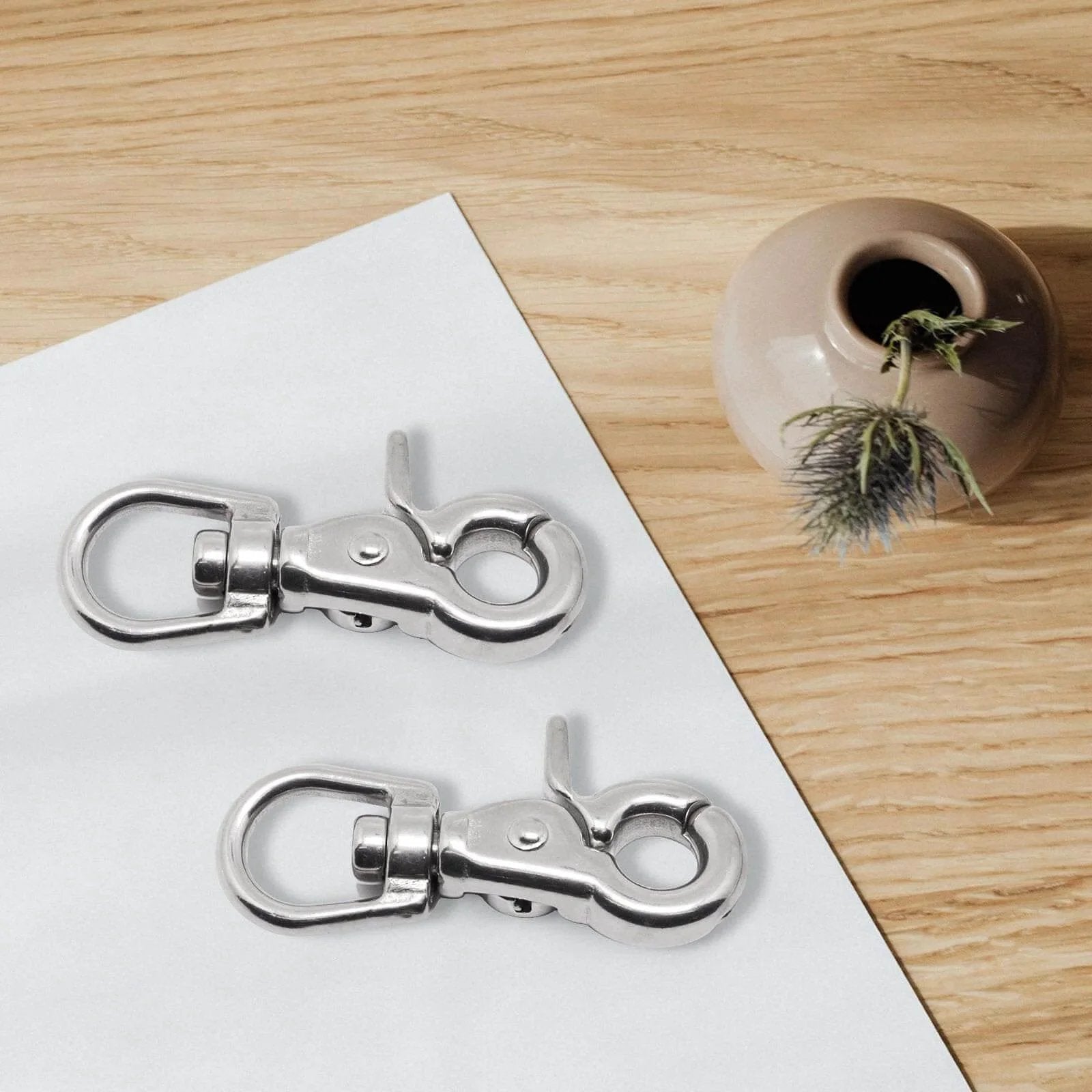 Two Pack Heavy Duty 316 Stainless Steel Trigger Snap Swivel Hooks Two And A Half Inch Polished Clip For Marine Flag And Dog Leash Use