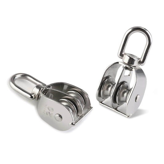 2-Pack 304 Stainless Steel Swivel Pulley 20mm Rigging Hardware Wire Rope Crane Pulley Block Hanging Wire Towing Wheel