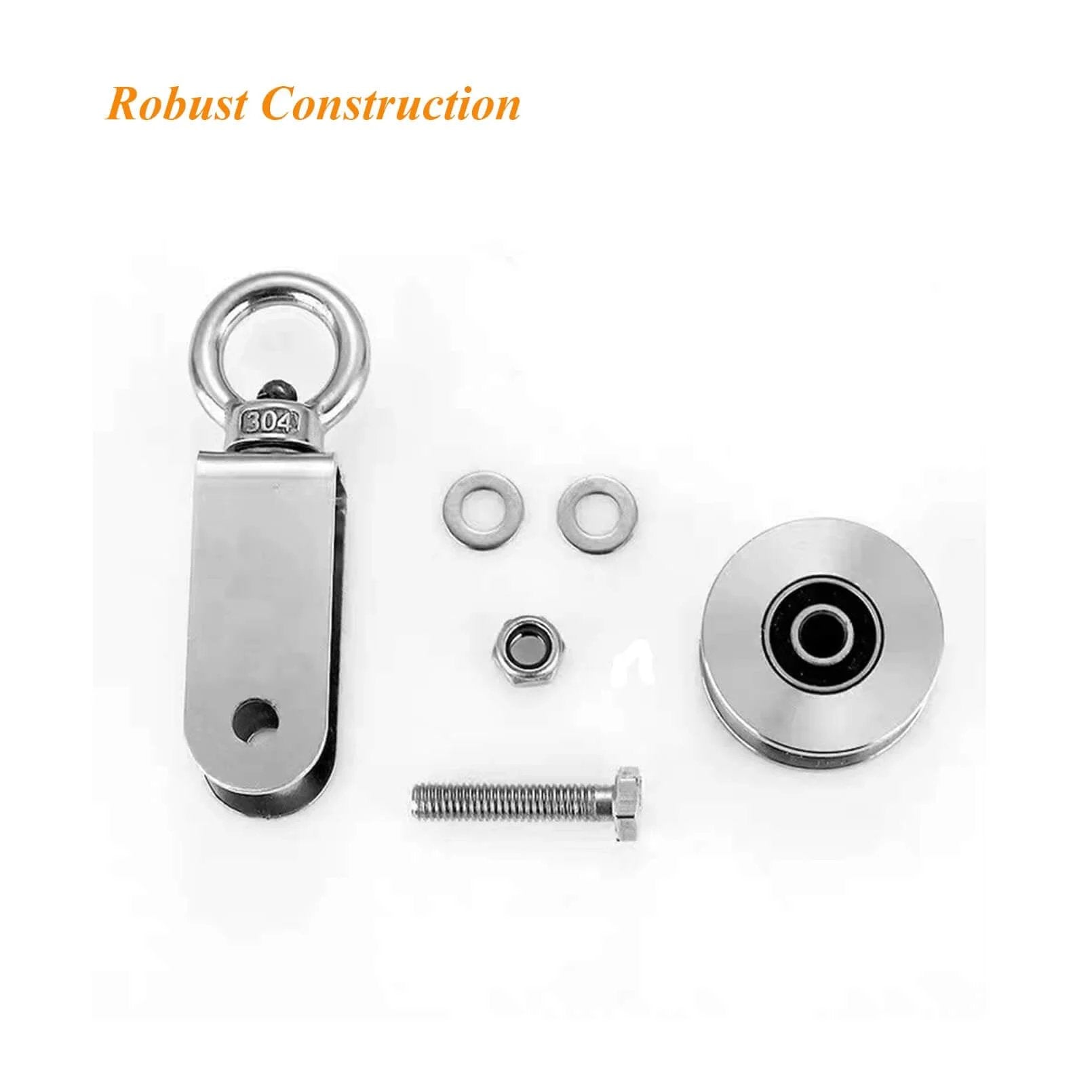 Pulley Wheel U Swivel Roller Stainless Steel Cable Pulley Block 360 Degree Rotating Rope Wheel parts and carabiner.