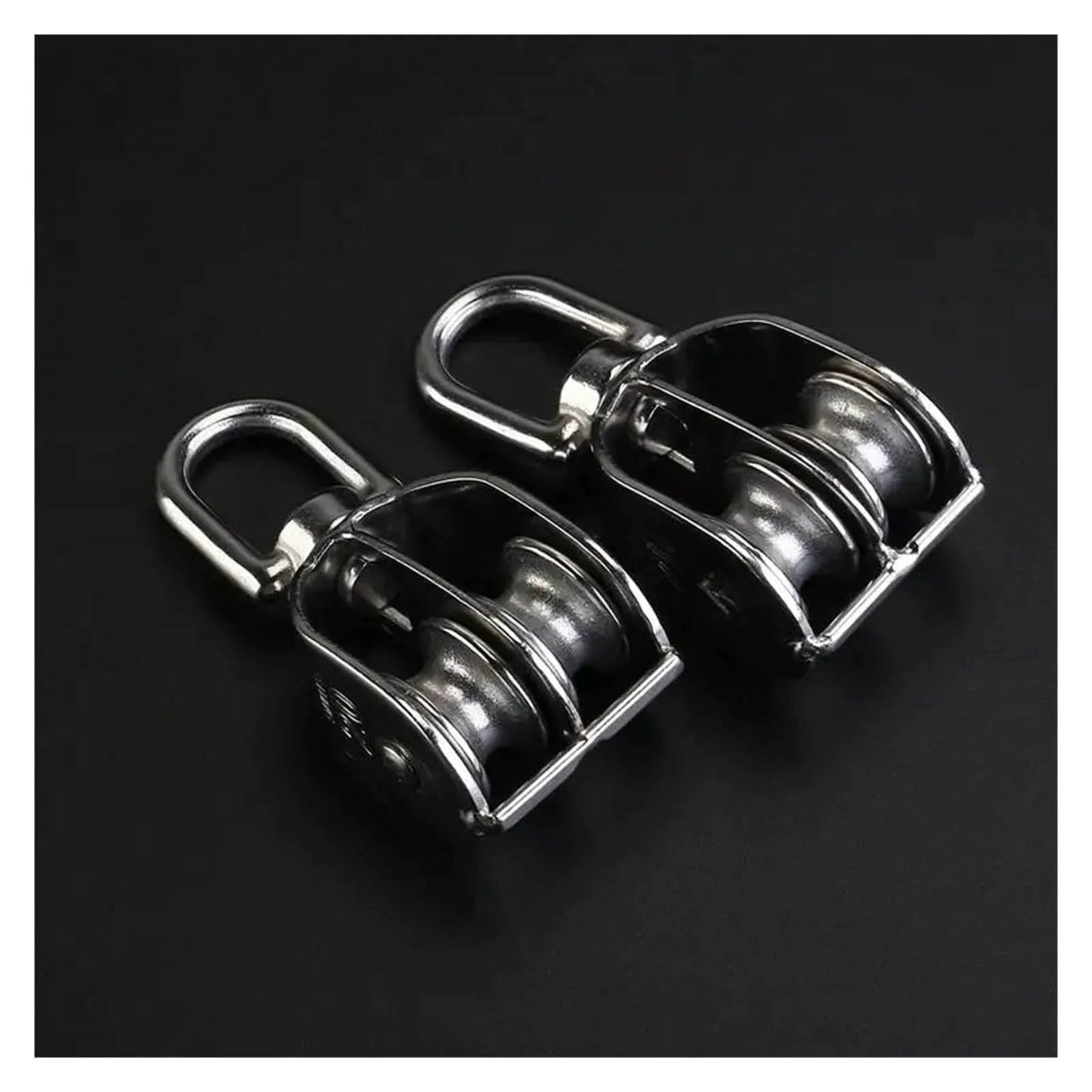 2-Pack 304 Stainless Steel Swivel Pulley 20mm Rigging Hardware Wire Rope Crane Pulley Block for hanging and towing