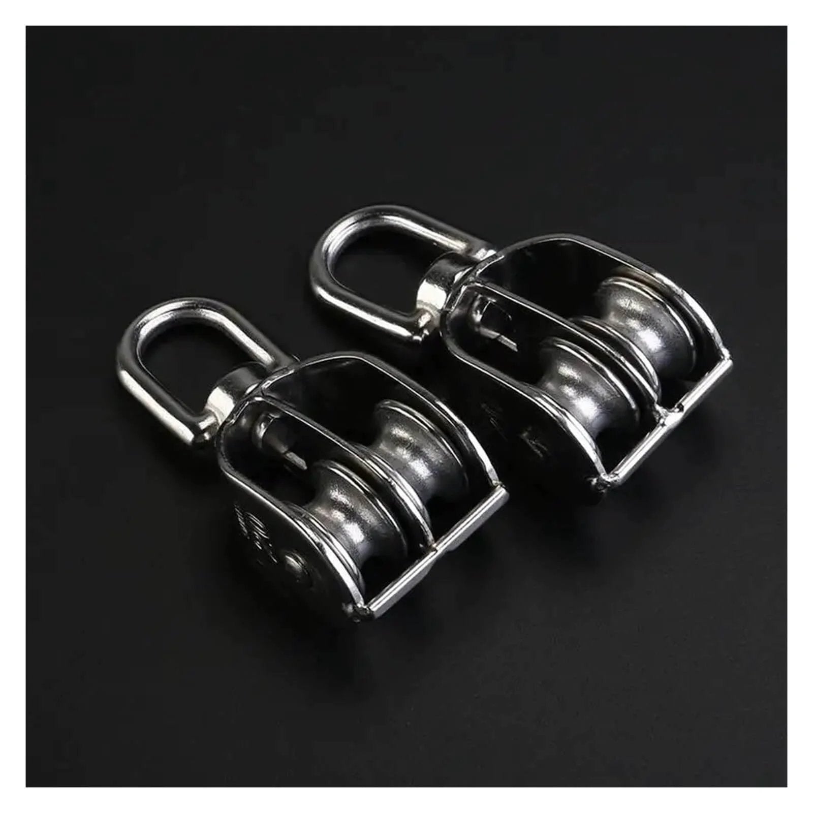 2-Pack 304 Stainless Steel Swivel Pulley 20mm Rigging Hardware Wire Rope Crane Pulley Block for hanging and towing