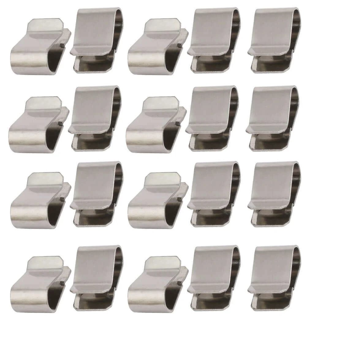 20pcs Stainless Steel Spring U Clip Silver Tone 21.4mm x 12mm arranged in rows