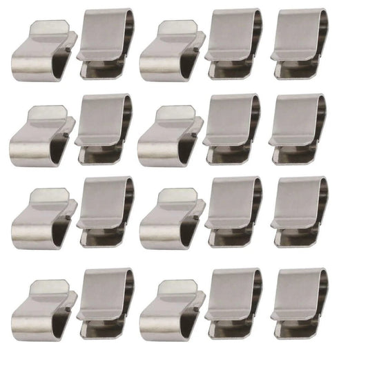 20pcs Stainless Steel Spring U Clip Silver Tone 21.4mm x 12mm arranged in rows