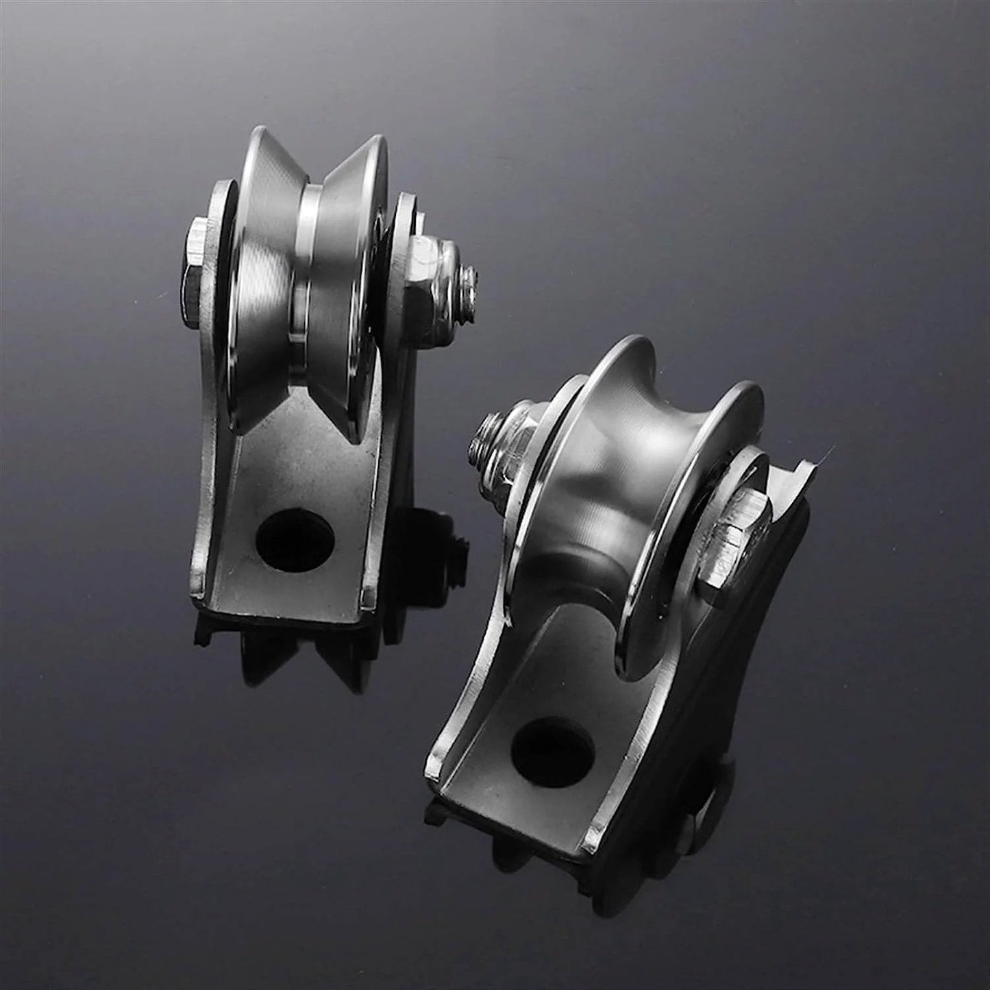 Pulley,Pulley Wheel, Pulley Wheel Clothes line Pulley U Groove Wheel Pulley Stainless Steel Pulley Block Super Silent Single Lifting Rope Pulley Roller Track Block for Wire Rope front view