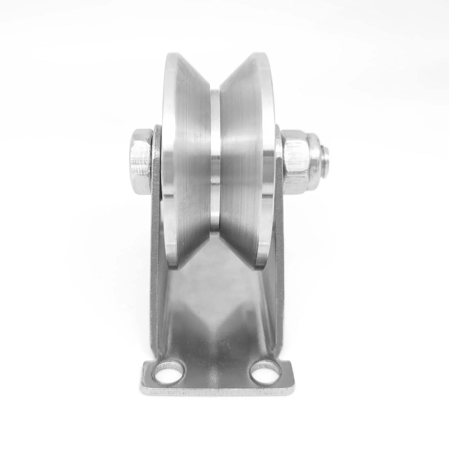 3in Stainless Steel Sliding Gate Wheels V Groove Track Roller Heavy Duty Pulley Smooth Rolling Double Bearing Plate Caster V-Shaped Bracket Roller for V Track Rail, Rolling Driveway Gate