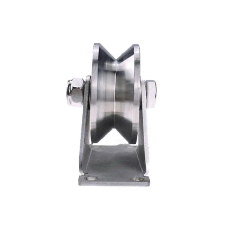 Pulley,Pulley Wheel, Heavy Duty Sheaves Track Pulley,304 Stainless Steel Directional Roller,Wheel Diameter 100mm/4in,Double Bearing,for Wire Rope Rail,Sliding Door(V Type)