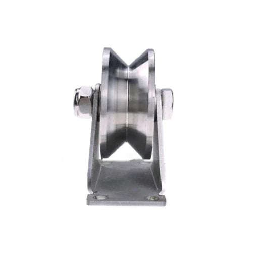 Pulley,Pulley Wheel, Heavy Duty Sheaves Track Pulley,304 Stainless Steel Directional Roller,Wheel Diameter 100mm/4in,Double Bearing,for Wire Rope Rail,Sliding Door(V Type)