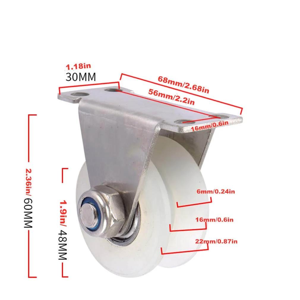 Pulley,Pulley Wheel, 2pcs Roller Track Wheel,2inch Heavy Duty Caster,304 Stainless Steel Bracket with Mute Double Bearings