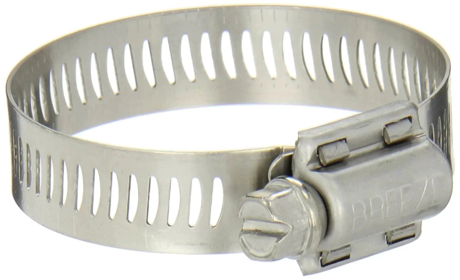 Power-Seal Stainless Steel Worm Drive Hose Clamp SAE Size 28 1 5/16 to 2 1/4 Inch Diameter Range showing steel band and worm gear.