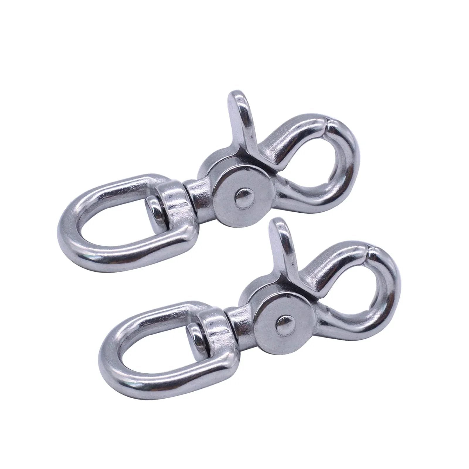 2 Pack Trigger Snap Hooks Heavy Duty 316 Stainless Steel With Swivel Eye Five Eighth Inch Wide Durable Lobster Clasps