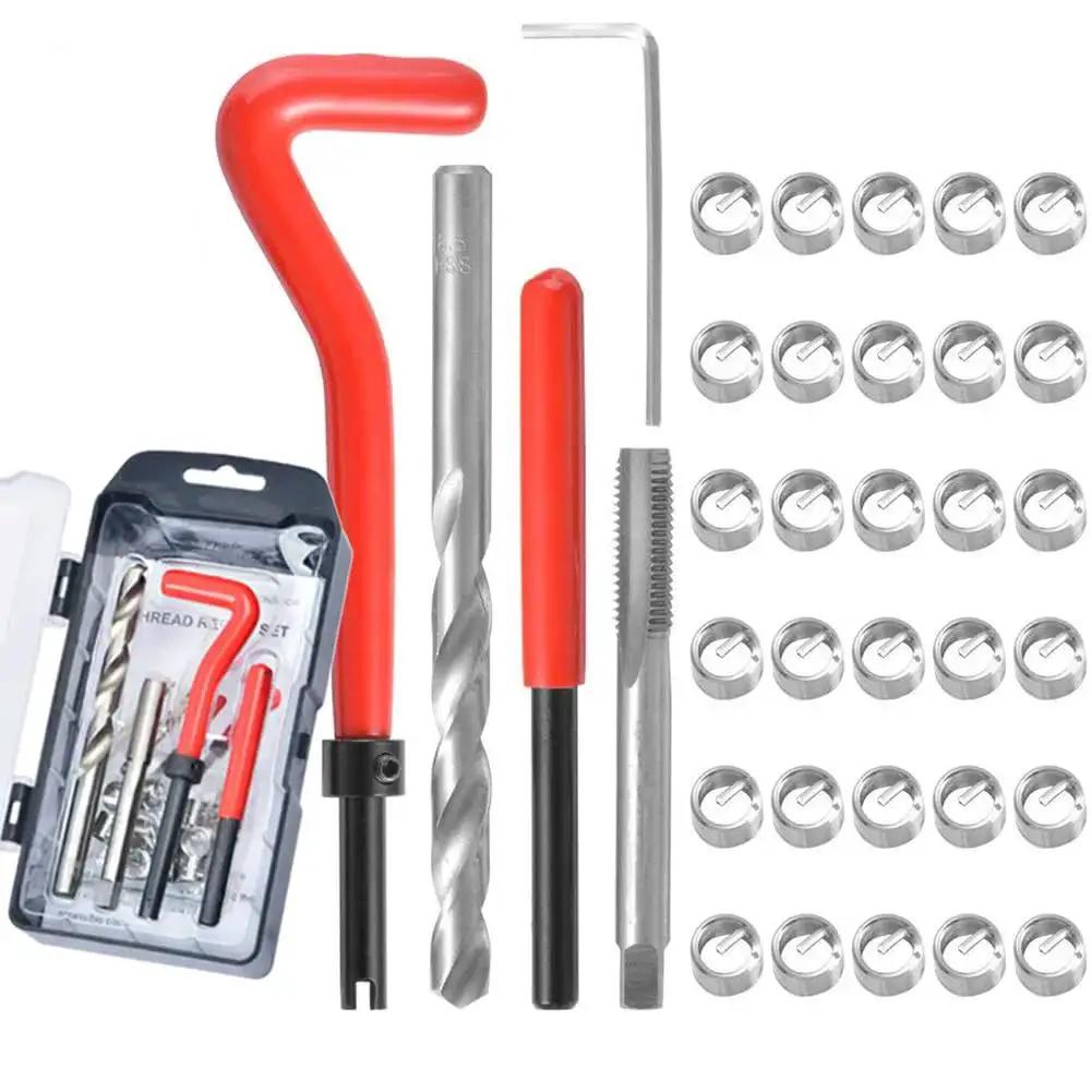 Stainless 35 Piece Thread Repair Kit M6 X 1mm Insert Set For Auto Repairs And Quick Fixes, shown with tools and inserts.