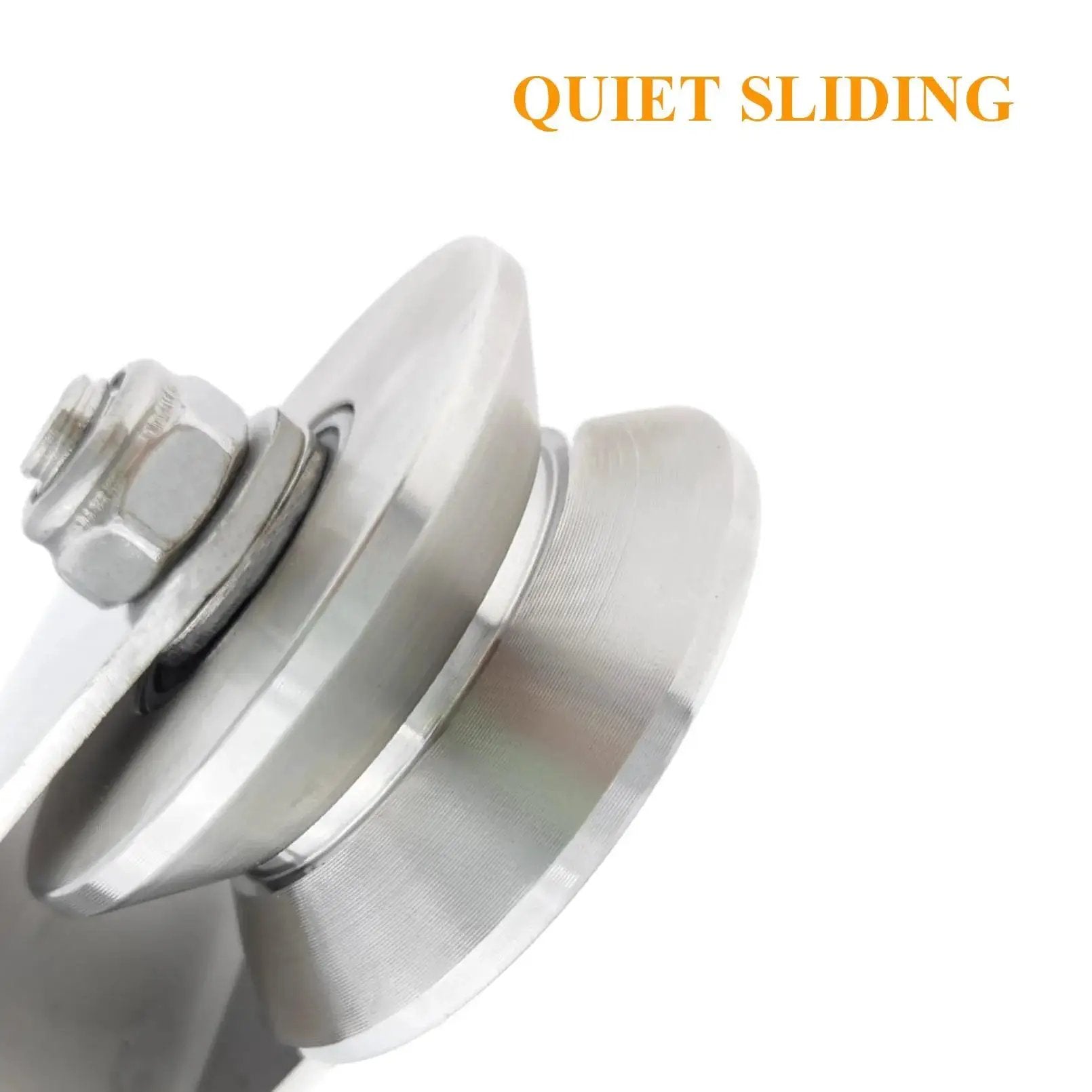 Close-up of Stainless Steel 304 V Groove Gate Wheels Heavy Duty Track Roller With Double Bearing Plate Caster