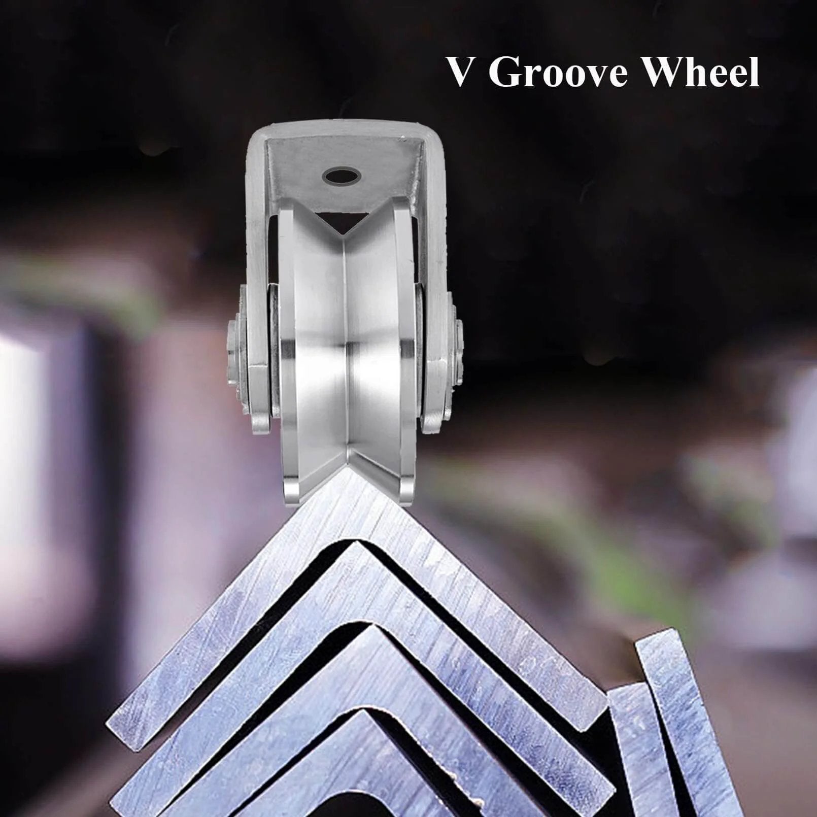 V Groove Wheel Stainless Steel Heavy Duty Wire Rope Pulley Block Sliding Gate Rollers front view