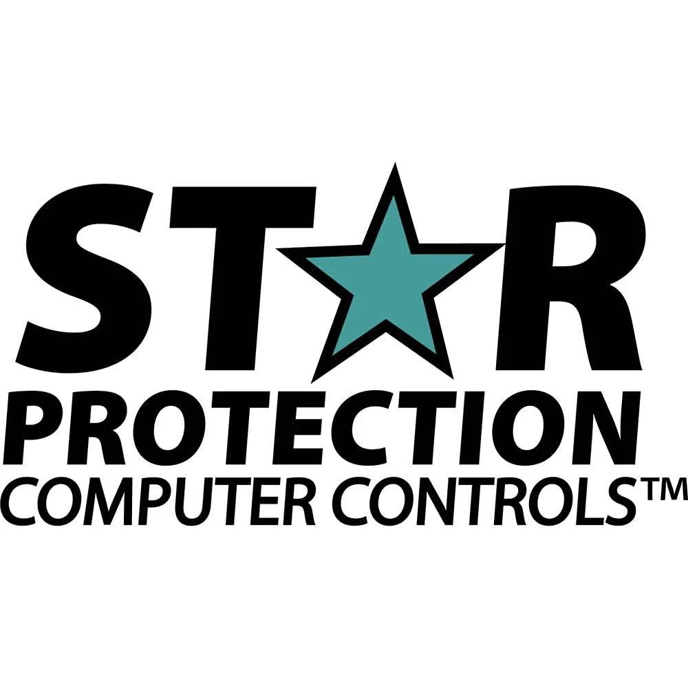STAR Protection Computer Controls logo featuring bold black text and a teal star, used for branding in technology.