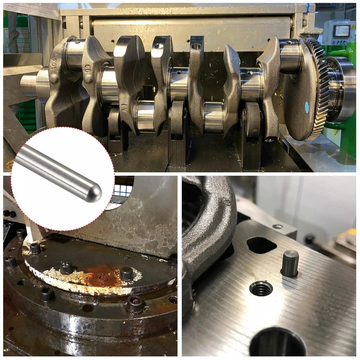 3x15mm Dowel Pins Set 50 Pcs 304 Stainless Steel Round Head in mechanical assembly process