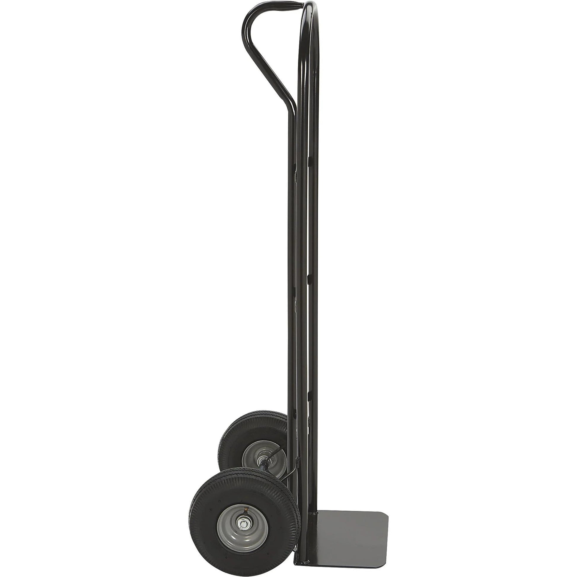 Side view of Steel Pneumatic Hand Truck Dolly - 600-Lb. Capacity, 10in. Tires, Powder-Coat Finish, showing durable build and wheels.