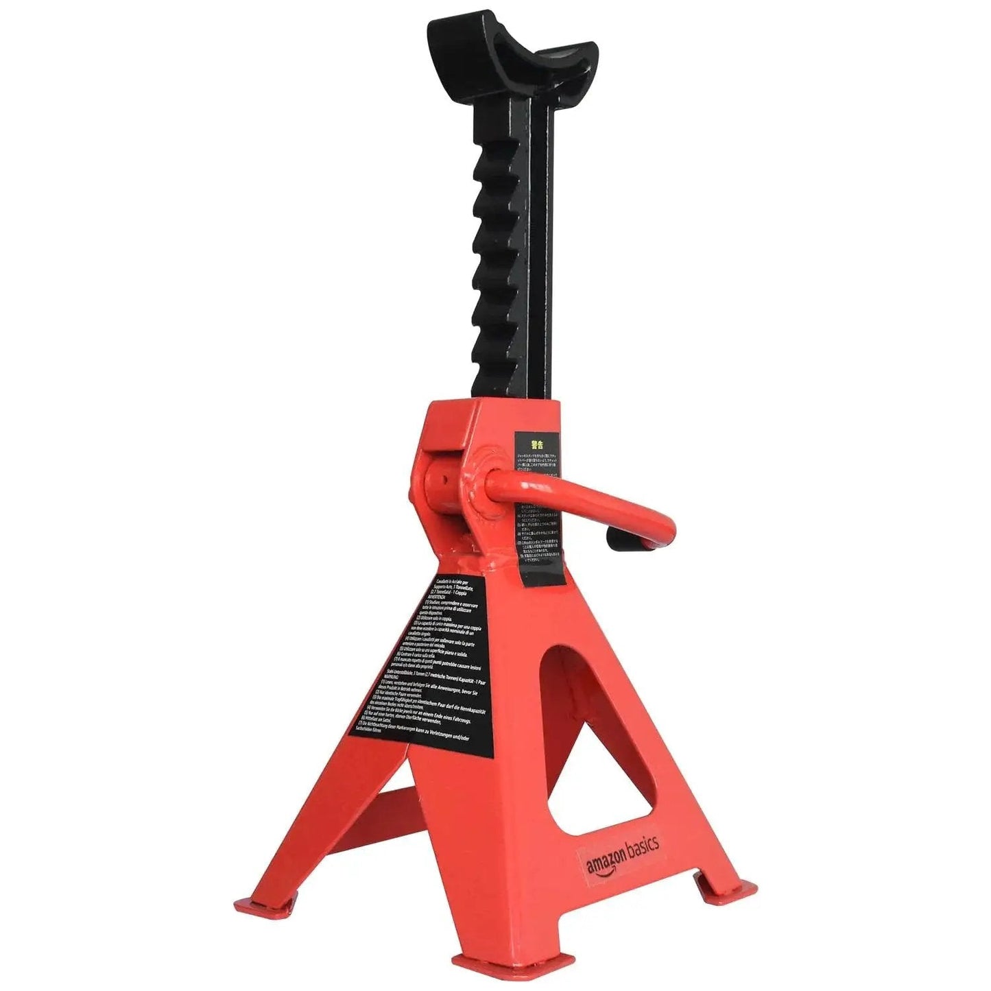 Steel Jack Stands 3 Ton Capacity Pair With Adjustable Height And Self Locking Ratchet Supports Up To 6000 Pounds in red and black