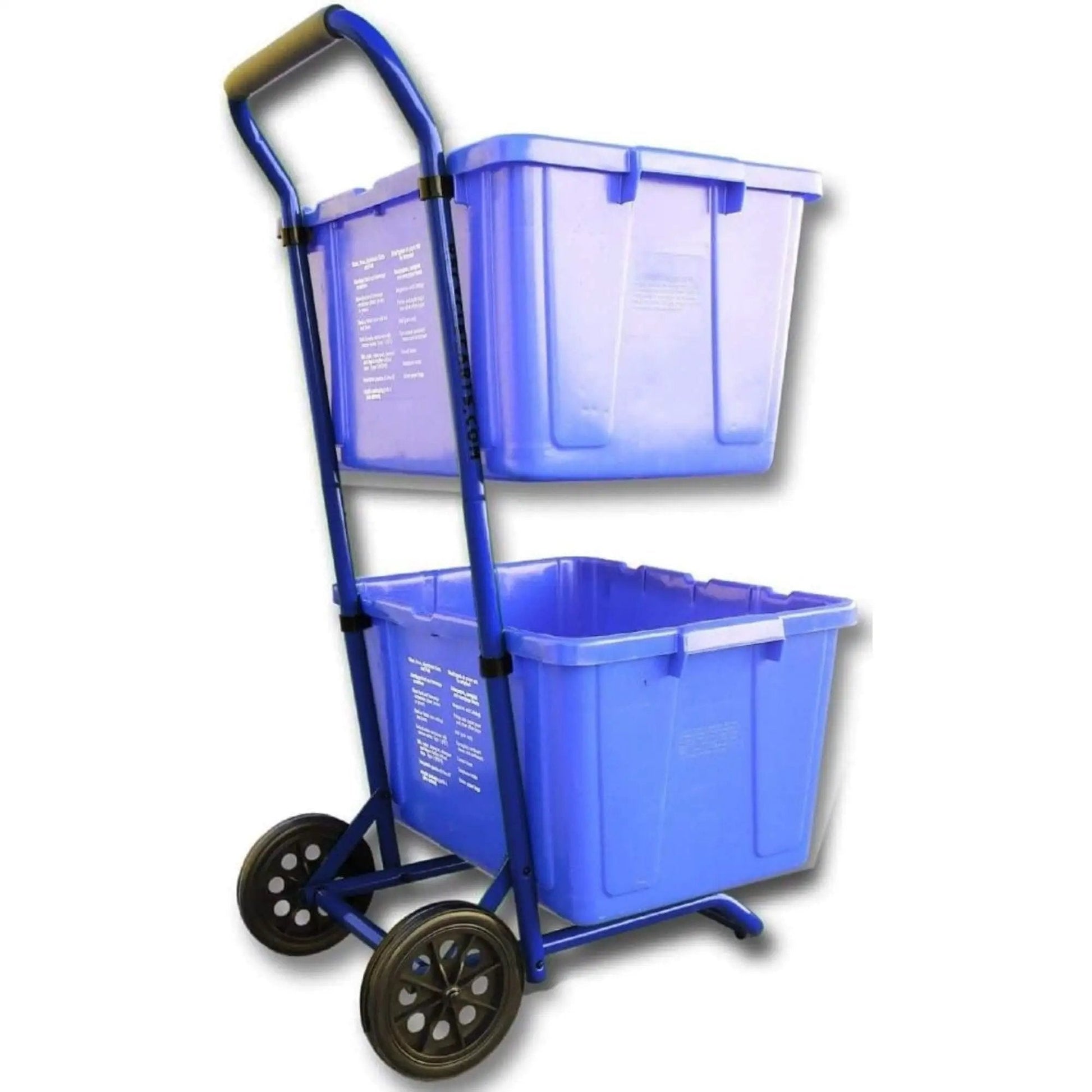 Beefy Heavy Duty Steel Recycling Cart For Bins, 220 Lb Capacity, Premium Virgin Rubber Wheels, 8 Mm Axle, UV Protected Bin Clips