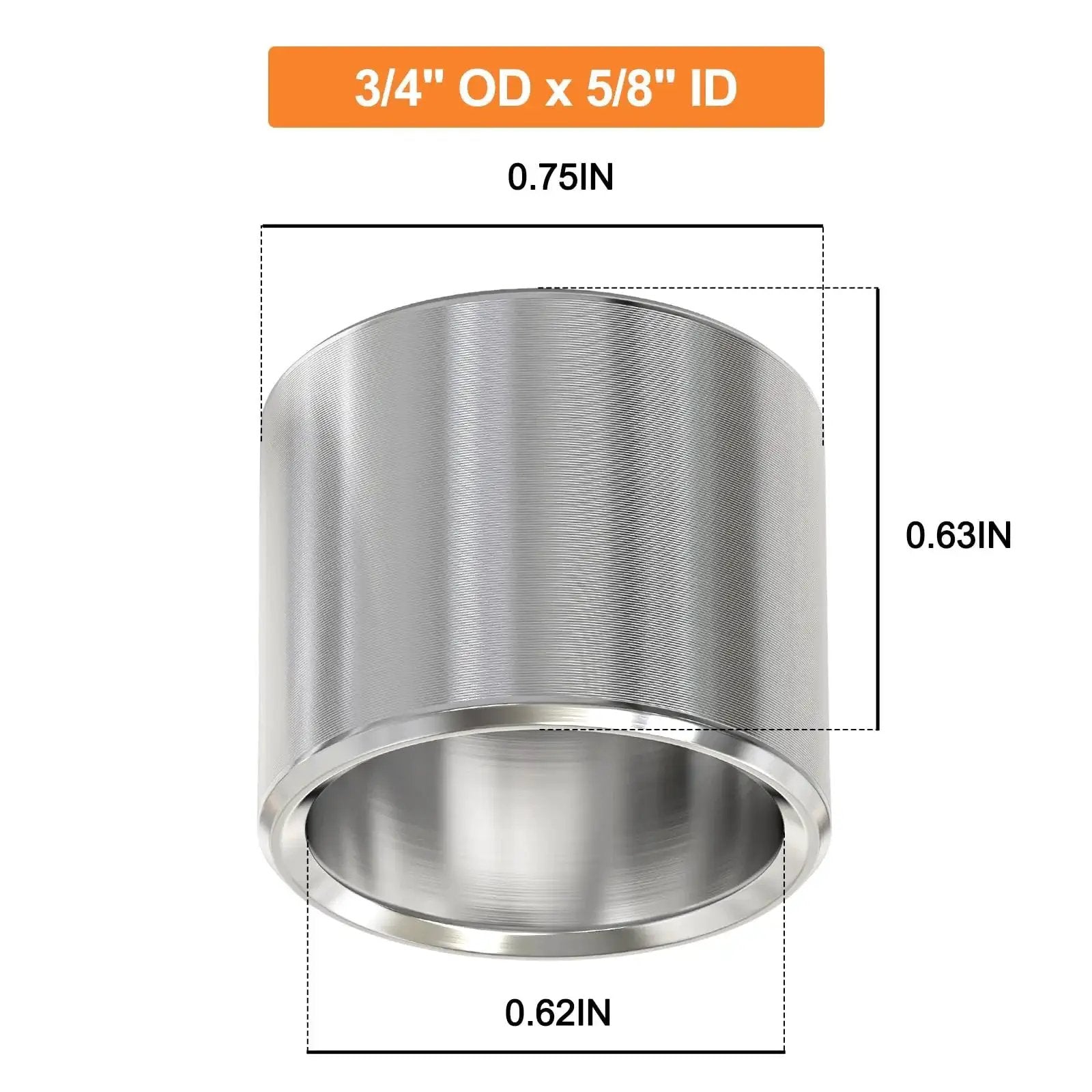Stainless Steel Reducer Bushing Set For Screws Bolts And Rods 12 Pieces Outer Diameter Three Quarters Inch Inner Diameter Five Eighths Inch