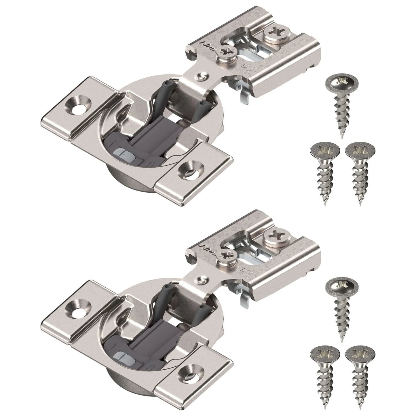 1-Pack Hinge (1 Kit), 1/2" Overlay, 105° Opening Angle, Steel, Integrated Soft-Close Hinges for Face Frame Cabinets