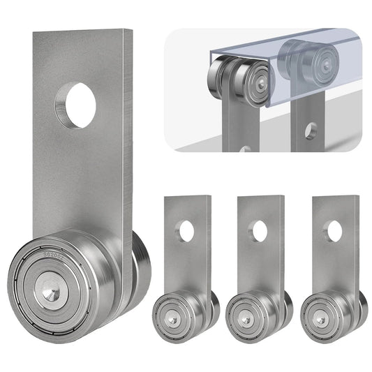 Four 2 Wheel Trolley Assembly Rollers for 1-5/8 Inch & Taller Strut Channel, Heavy Duty Dual Bearing Steel Trolley for Warehouse Hoist
